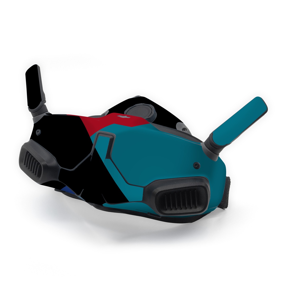 DJI Goggles Integra Skin design of Blue, Green, Turquoise, Azure, Teal, Electric blue, Line, Pattern, Design, Graphic design, with black, blue, red colors