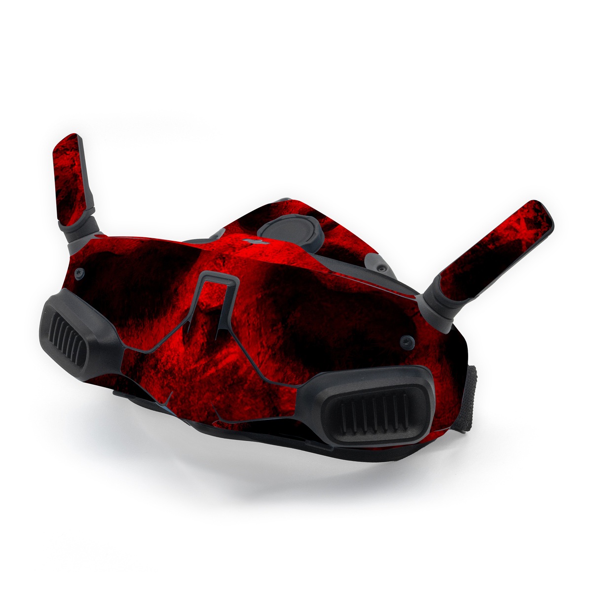 DJI Goggles Integra Skin design of Red, Skull, Bone, Darkness, Mouth, Graphics, Pattern, Fiction, Art, Fractal art, with black, red colors