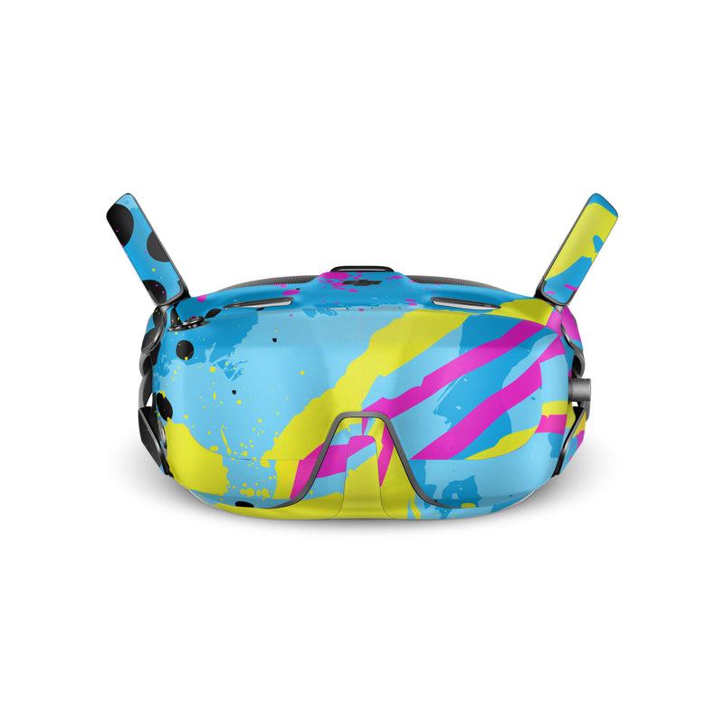 DJI Goggles N3 Skin design of Blue, Colorfulness, Graphic design, Pattern, Water, Line, Design, Graphics, Illustration, Visual arts, with blue, black, yellow, pink colors