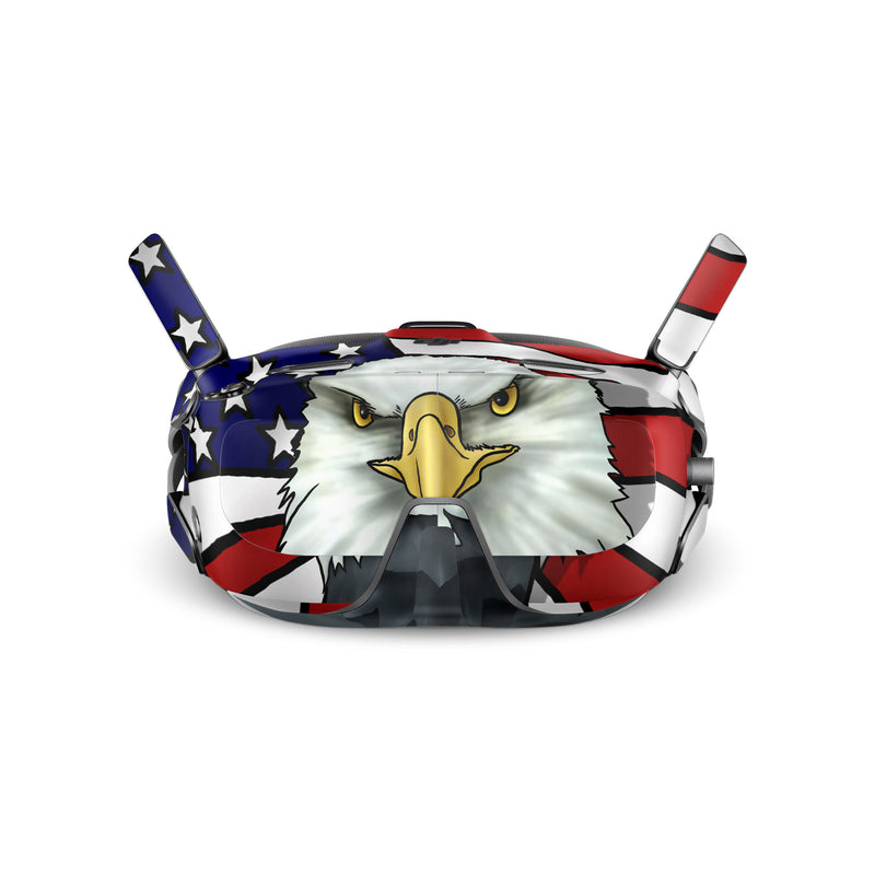 DJI Goggles N3 Skin design of Bald eagle, Eagle, Bird, Bird of prey, Accipitridae, Beak, Accipitriformes, Sea eagle, Flag, with white, gray, blue, yellow, red colors