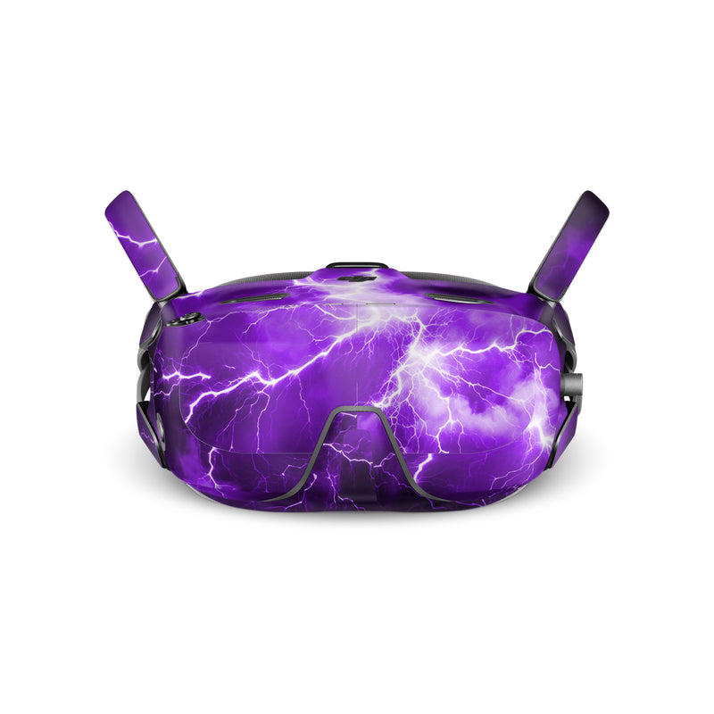 DJI Goggles N3 Skin design of Sky, Lightning, Thunder, Atmosphere, Thunderstorm, Daytime, Purple, Light, Cloud, Nature, with black, purple colors