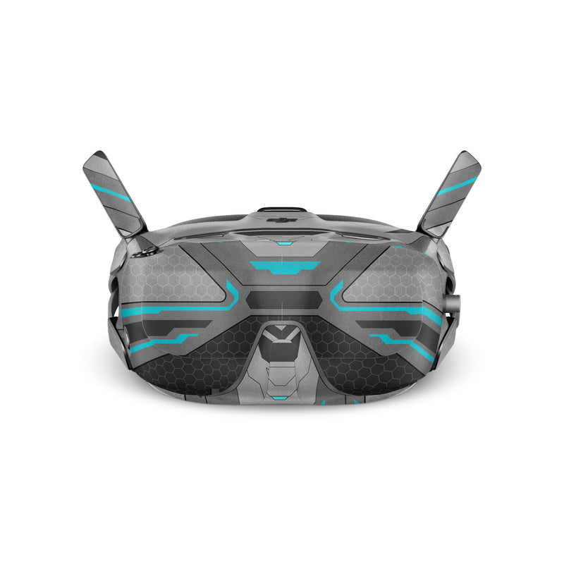 DJI Goggles N3 Skin design of Blue, Turquoise, Pattern, Teal, Symmetry, Design, Line, Automotive design, Font, with black, gray, blue colors