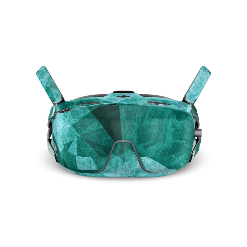 DJI Goggles N3 Skin design of Aqua, Blue, Pattern, Turquoise, Illustration, Teal, Design, Line, Graphic design, with blue colors
