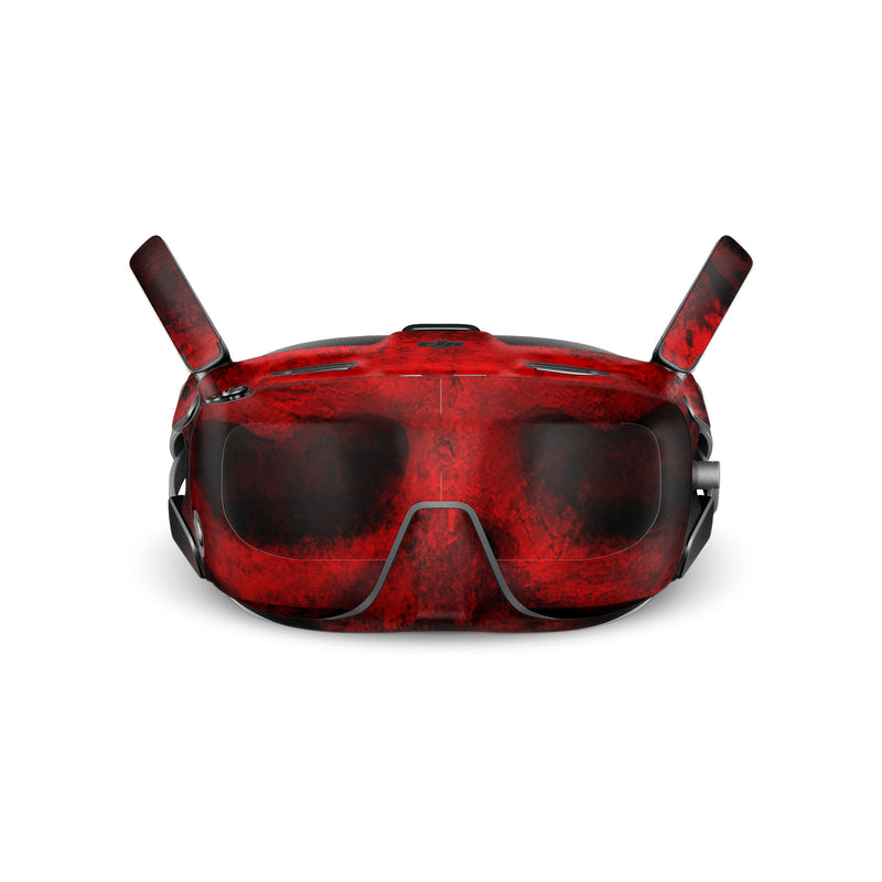 DJI Goggles N3 Skin design of Red, Skull, Bone, Darkness, Mouth, Graphics, Pattern, Fiction, Art, Fractal art, with black, red colors