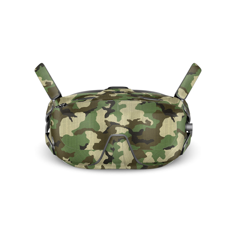 DJI Goggles N3 Skin design of Military camouflage, Camouflage, Clothing, Pattern, Green, Uniform, Military uniform, Design, Sportswear, Plane, with black, gray, green colors