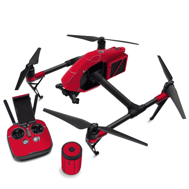 DJI Inspire 2 Skin design of Red, Pink, Maroon, Purple, Orange, Violet, Magenta, Material property, Font, Peach, with red colors