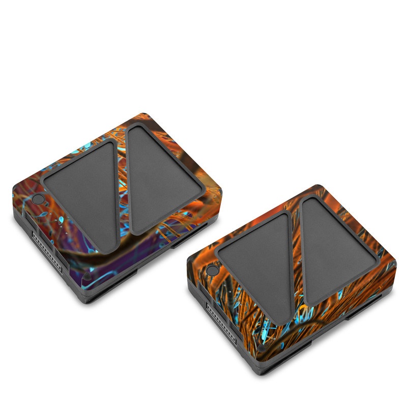 DJI Inspire 2 Battery Skin design of Orange, Tree, Electric blue, Organism, Fractal art, Plant, Art, Graphics, Space, Psychedelic art, with orange, blue, red, yellow, purple colors