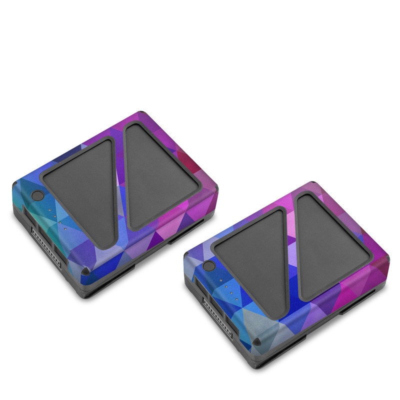 DJI Inspire 2 Battery Skin design of Purple, Violet, Pattern, Blue, Magenta, Triangle, Line, Design, Graphic design, Symmetry, with blue, purple, green, red, pink colors