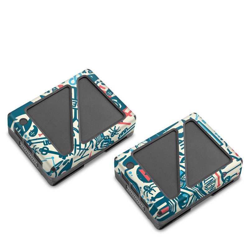 DJI Inspire 2 Battery Skin design of Pattern, Psychedelic art, Turquoise, Art, Design, Visual arts, Line, Drawing, Doodle, Graphic design, with white, green, blue, red colors