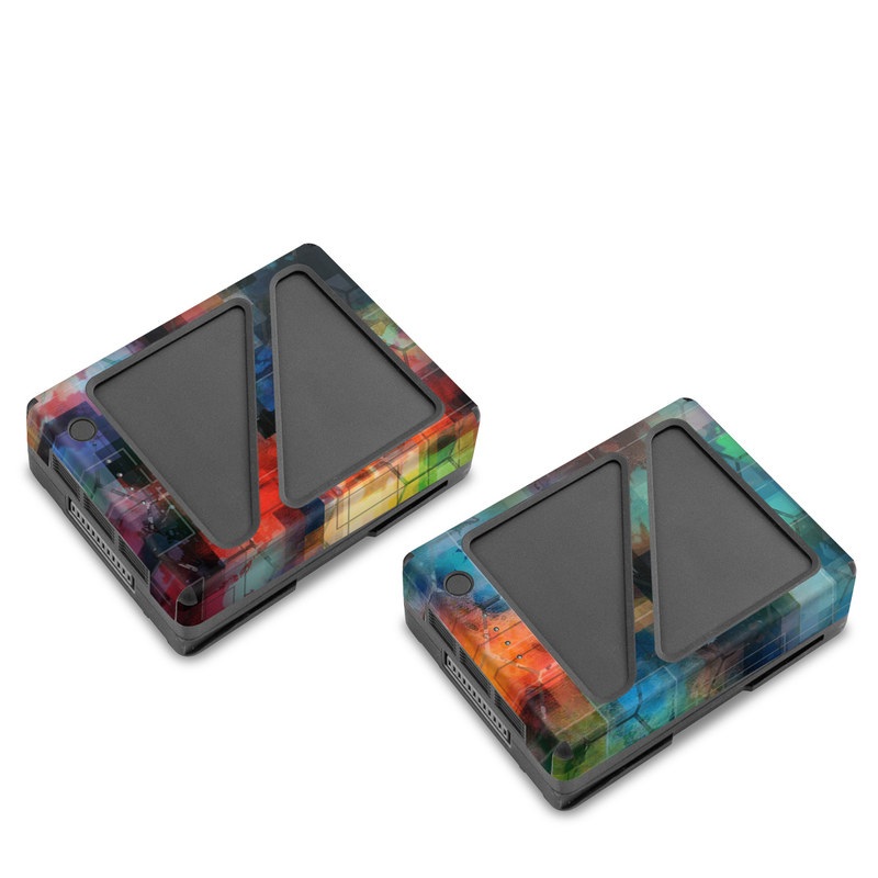 DJI Inspire 2 Battery Skin design of Blue, Colorfulness, Pattern, Psychedelic art, Art, Sky, Design, Textile, Dye, Modern art, with black, blue, red, gray, green colors