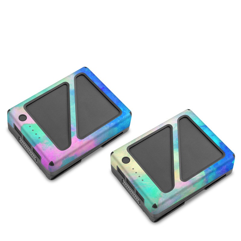 DJI Inspire 2 Battery Skin design of Blue, Turquoise, Aqua, Pattern, Dye, Design, Sky, Electric blue, Art, Watercolor paint, with blue, purple colors