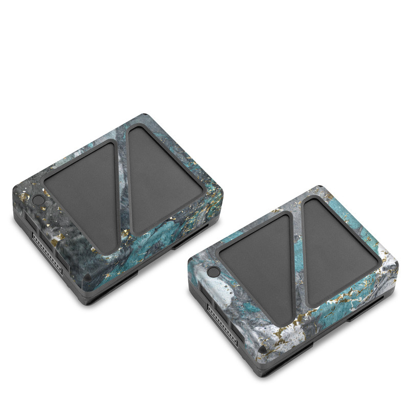 DJI Inspire 2 Battery Skin design of Blue, Turquoise, Green, Aqua, Teal, Geology, Rock, Painting, Pattern, with black, white, gray, green, blue colors