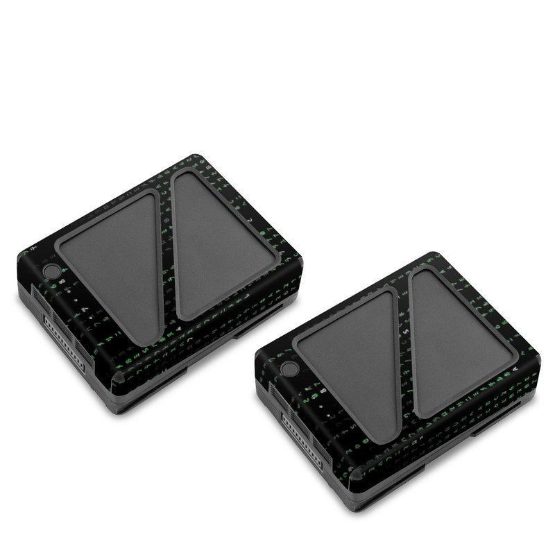 DJI Inspire 2 Battery Skin design of Green, Black, Pattern, Symmetry, with black colors