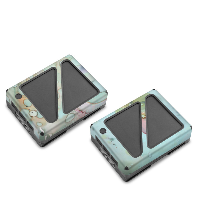 DJI Inspire 2 Battery Skin design of Aqua, Blue, Green, Watercolor paint, Pattern, Turquoise, Organism, Design, Art, Painting, with blue, green, pink colors
