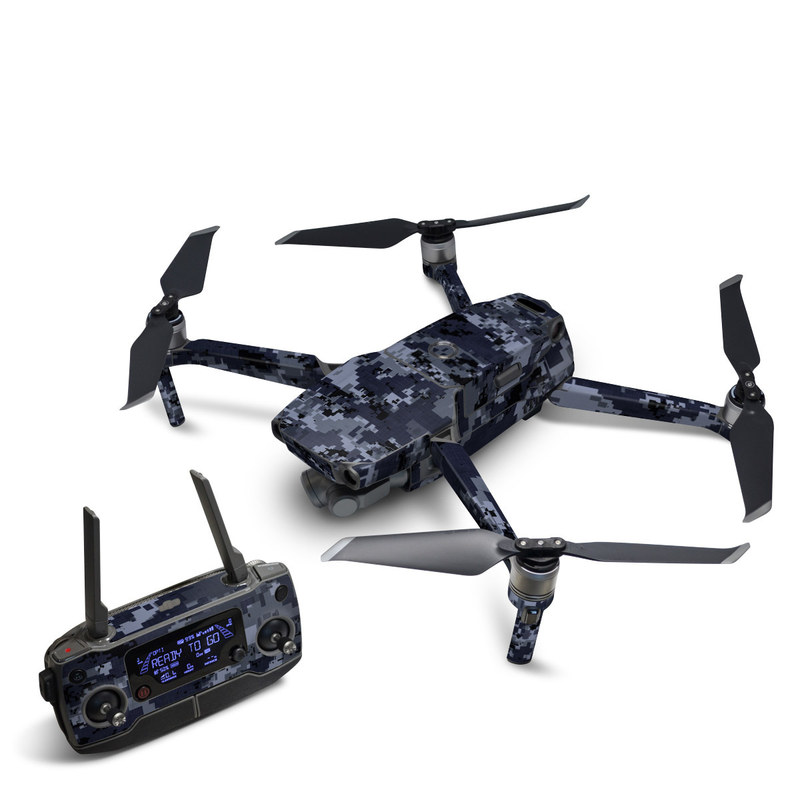 DJI Mavic 2 Skin design of Military camouflage, Black, Pattern, Blue, Camouflage, Design, Uniform, Textile, Black-and-white, Space, with black, gray, blue colors