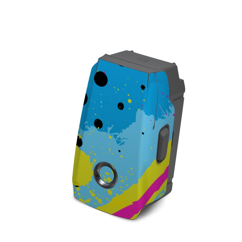 DJI Mavic 2 Battery Skin design of Blue, Colorfulness, Graphic design, Pattern, Water, Line, Design, Graphics, Illustration, Visual arts, with blue, black, yellow, pink colors