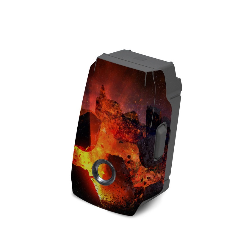 DJI Mavic 2 Battery Skin design of Flame, Heat, Fire, Space, Atmosphere, Charcoal, Explosion, Geological phenomenon, Ash, Graphics, with black, red colors