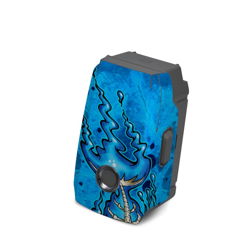 DJI Mavic 2 Battery Skin design of Blue, Water, Aqua, Electric blue, Illustration, Graphic design, Liquid, Graphics, Marine biology, Art, with blue, white colors