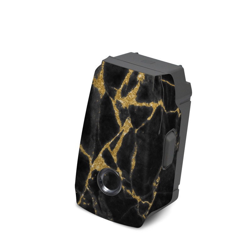 DJI Mavic 2 Battery Skin design of Black, Yellow, Water, Brown, Branch, Leaf, Rock, Tree, Marble, Sky, with black, yellow colors