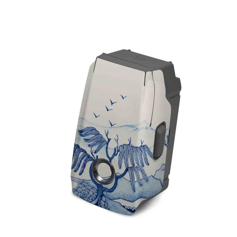 DJI Mavic 2 Battery Skin design of Blue, Blue and white porcelain, Winter, Christmas eve, Illustration, Snow, World, Art, with blue, white colors