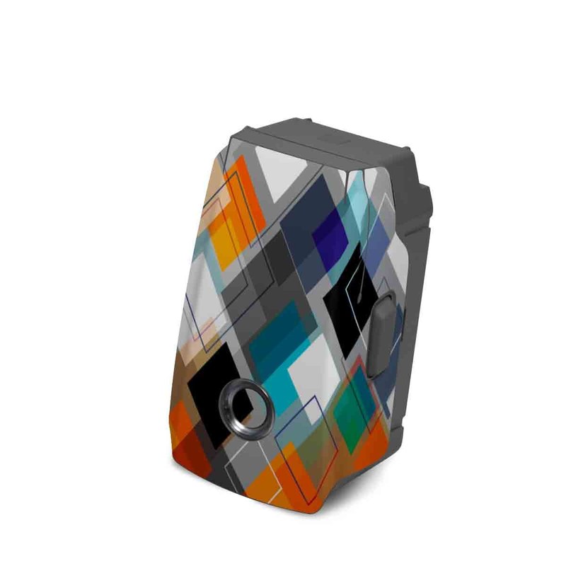 DJI Mavic 2 Battery Skin design of Pattern, Line, Design, Colorfulness, Plaid, Tints and shades, Textile, Symmetry, Square, with black, blue, red, orange, white colors