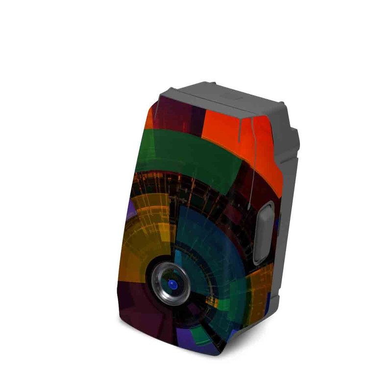 DJI Mavic 2 Battery Skin design of Colorfulness, Pattern, Circle, Design, Architecture, Symmetry, Art, Spiral, Psychedelic art, with black, red, blue, green, orange, brown colors
