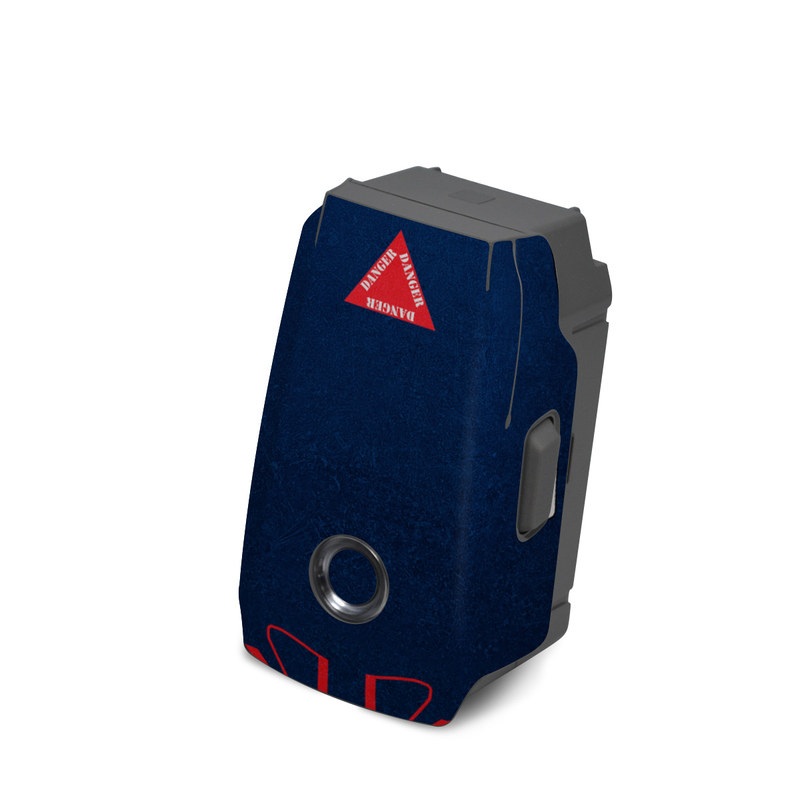DJI Mavic 2 Battery Skin design of Sleeve, Font, Motor vehicle, T-shirt, Emblem, Poster, Electric blue, Symmetry, Symbol, Pattern, with blue, red, white colors