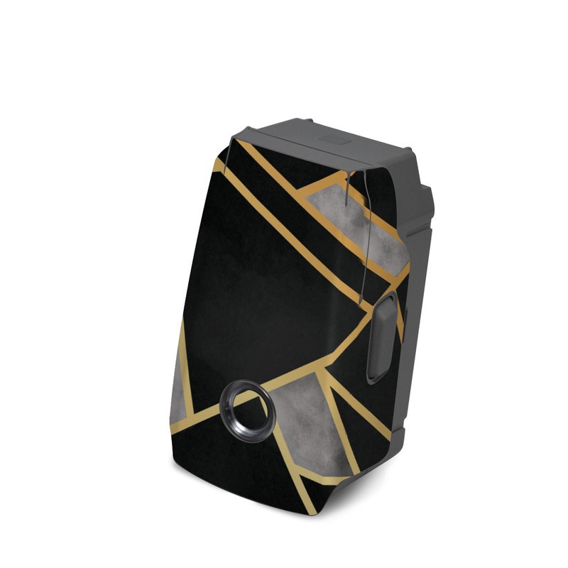 DJI Mavic 2 Battery Skin design of Pattern, Triangle, Yellow, Line, Tile, Floor, Design, Symmetry, Architecture, Flooring, with black, gray, yellow colors