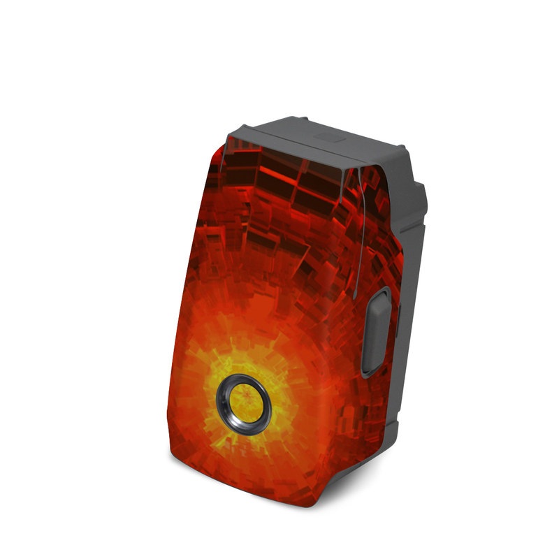 DJI Mavic 2 Battery Skin design of Red, Fractal art, Light, Circle, Design, Art, Graphics, Symmetry, Pattern, Space, with black, red colors