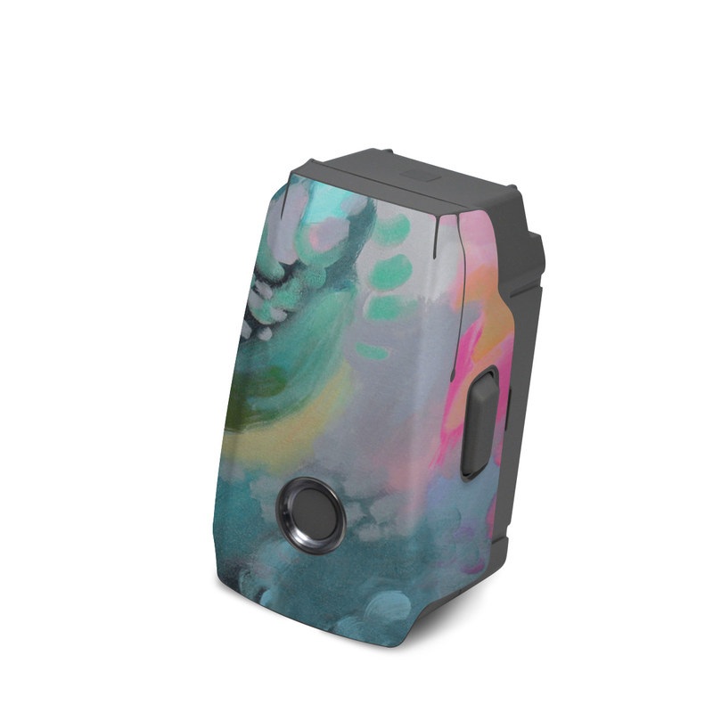 DJI Mavic 2 Battery Skin design of Painting, Acrylic paint, Modern art, Art, Pink, Visual arts, Watercolor paint, Pattern, Illustration, Paint, with blue, pink, orange, yellow, green, purple colors