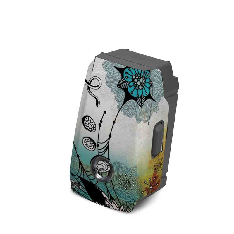 DJI Mavic 2 Battery Skin design of Graphic design, Illustration, Art, Design, Visual arts, Floral design, Font, Graphics, Modern art, Painting, with black, gray, red, green, blue colors