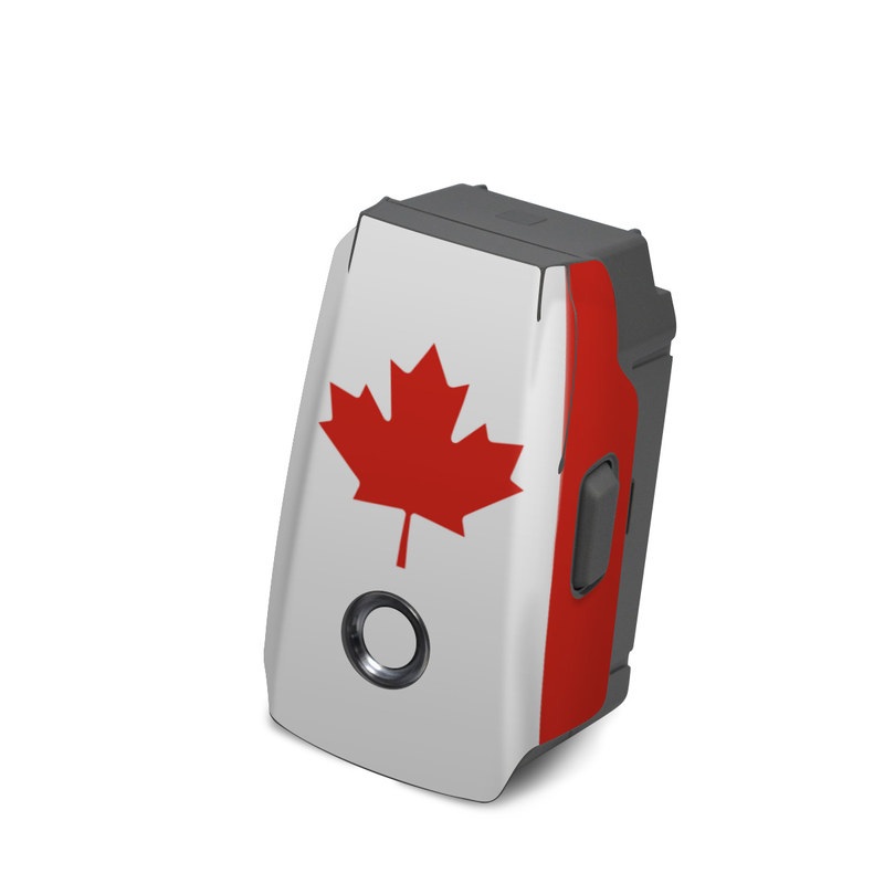 DJI Mavic 2 Battery Skin design of Red, Maple leaf, Tree, Leaf, Woody plant, Flag, Plant, Plane, Red flag, Maple, with red, white colors