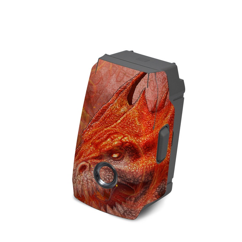 DJI Mavic 2 Battery Skin design of Fictional character, Cg artwork, Illustration, Art, Demon, Geological phenomenon, Mythical creature, Dragon, Cryptid, with red, orange, yellow colors