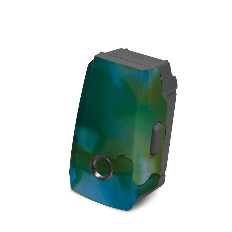 DJI Mavic 2 Battery Skin design of Aqua, Blue, Green, Painting, Turquoise, Teal, Water, Acrylic paint, Art, Organism, with blue, green colors