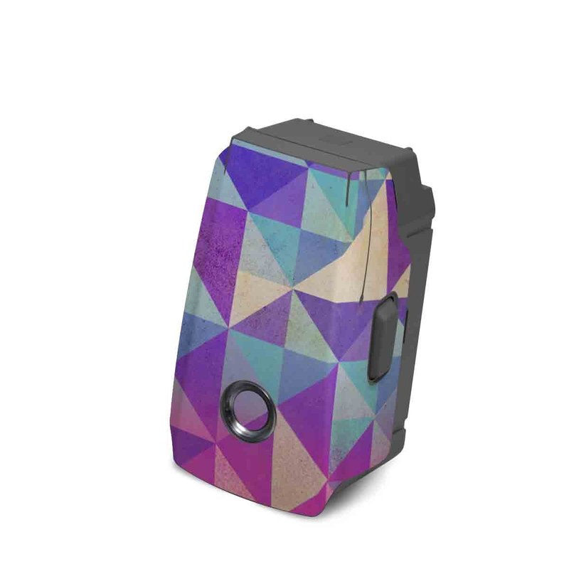 DJI Mavic 2 Battery Skin design of Pattern, Purple, Triangle, Violet, Magenta, Line, Design, Symmetry, Psychedelic art, with gray, purple, green, blue, pink colors