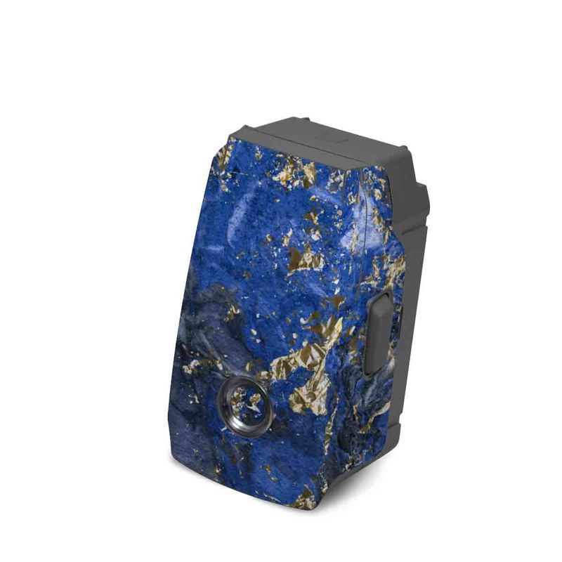 DJI Mavic 2 Battery Skin design of Blue, Water, Cobalt blue, Rock, Painting, Geology, Electric blue, Mineral, Pattern, Acrylic paint, with black, blue, yellow, white, gray colors