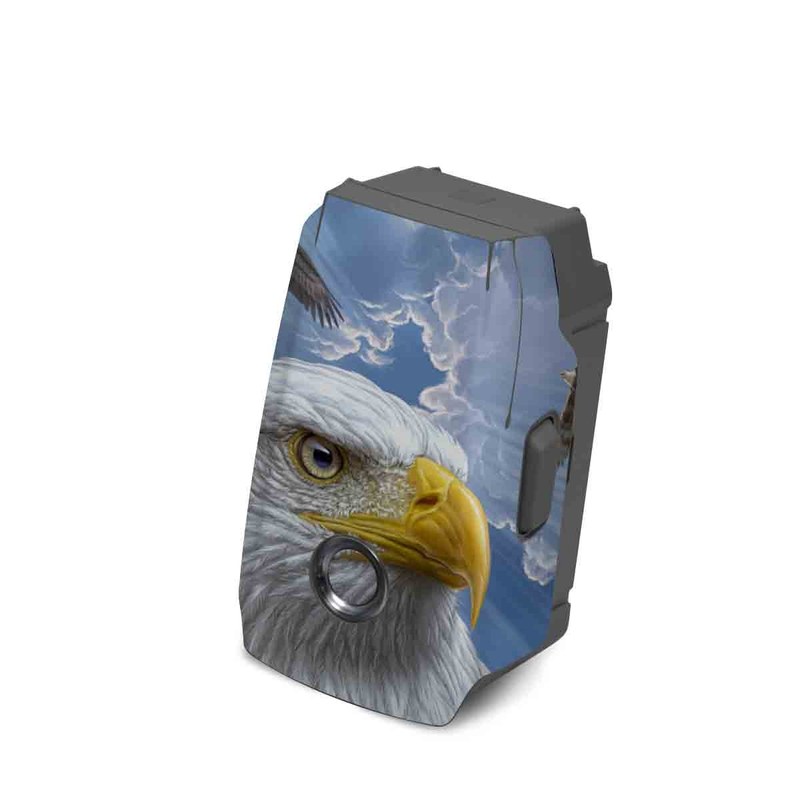 DJI Mavic 2 Battery Skin design of Bird, Bald eagle, Bird of prey, Vertebrate, Accipitriformes, Accipitridae, Eagle, Nature, Beak, Kite, with blue, brown, white, yellow colors