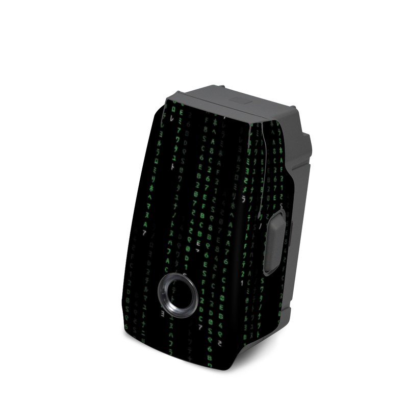 DJI Mavic 2 Battery Skin design of Green, Black, Pattern, Symmetry, with black colors