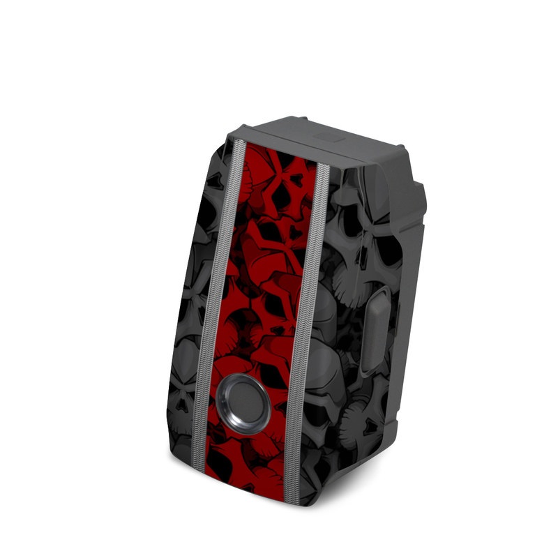 DJI Mavic 2 Battery Skin design of Font, Text, Pattern, Design, Graphic design, Black-and-white, Monochrome, Graphics, Illustration, Art, with black, red, gray colors