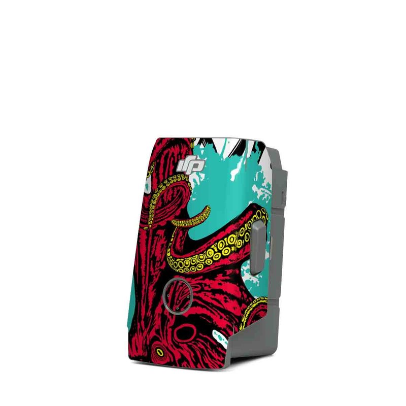 DJI Mavic 2 Battery Skin design of Graphic design, Illustration, Visual arts, Octopus, Design, Art, Fictional character, Pattern, Clip art, Line art, with black, white, gray, red, blue, green colors