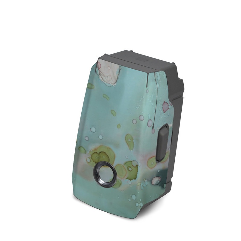 DJI Mavic 2 Battery Skin design of Aqua, Blue, Green, Watercolor paint, Pattern, Turquoise, Organism, Design, Art, Painting, with blue, green, pink colors