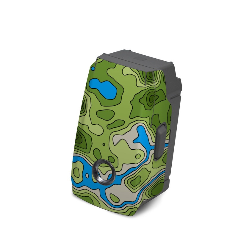 DJI Mavic 2 Battery Skin design of Botany, Azure, Organism, Vegetation, Aqua, Terrestrial plant, Symmetry, Electric blue, Pattern, Art, with green, blue colors