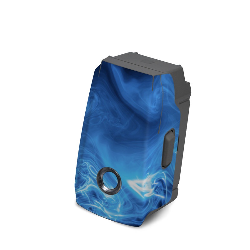 DJI Mavic 2 Battery Skin design of Blue, Water, Electric blue, Organism, Pattern, Smoke, Liquid, Art, with blue, black, purple colors