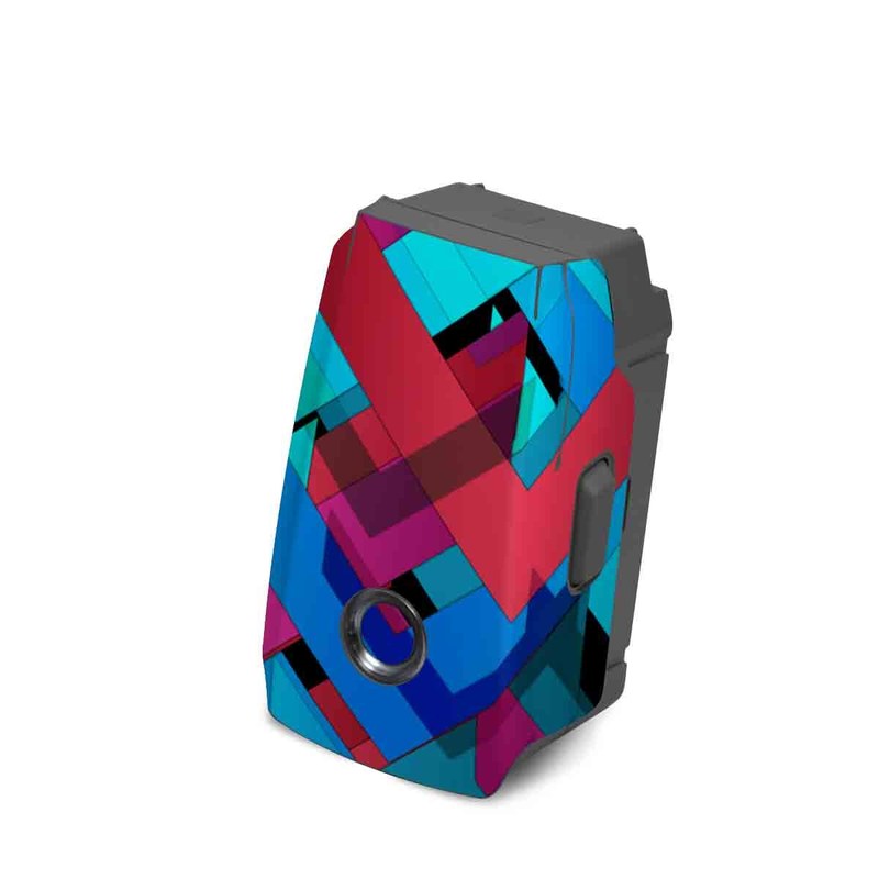 DJI Mavic 2 Battery Skin design of Pattern, Turquoise, Line, Teal, Magenta, Design, Textile, Symmetry, Colorfulness, with blue, red, purple, black colors