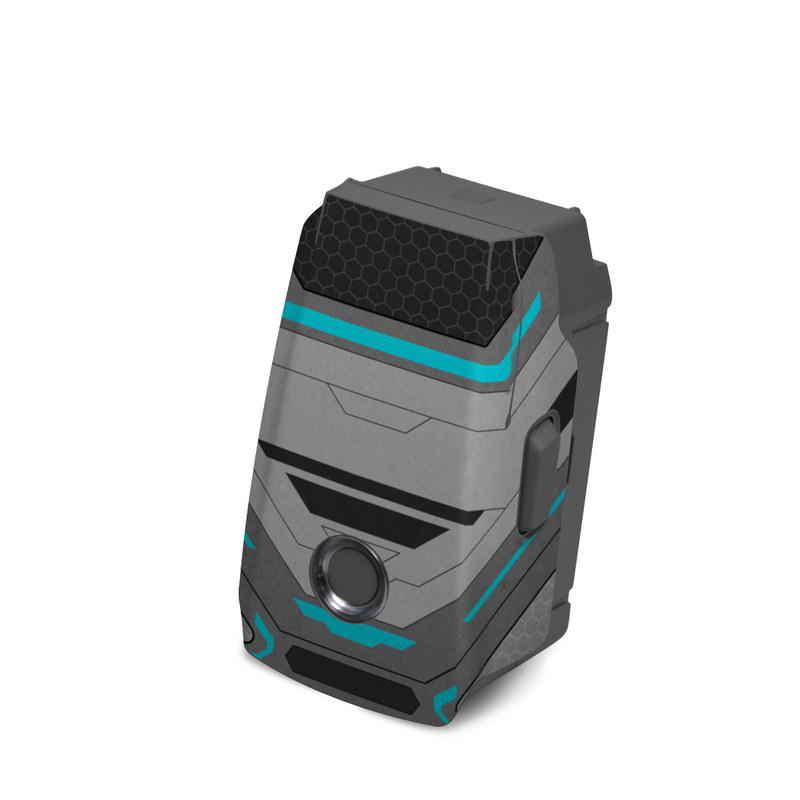 DJI Mavic 2 Battery Skin design of Blue, Turquoise, Pattern, Teal, Symmetry, Design, Line, Automotive design, Font, with black, gray, blue colors