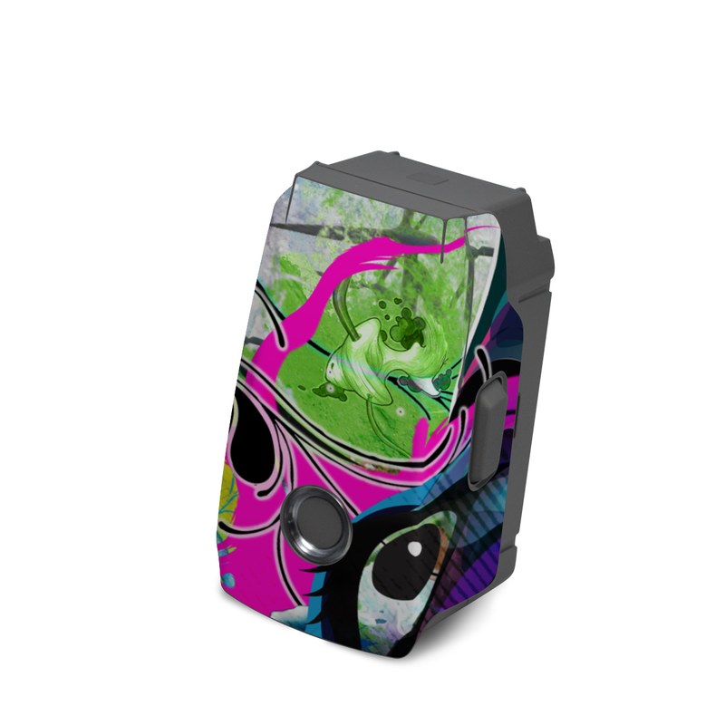DJI Mavic 2 Battery Skin design of Graphic design, Psychedelic art, Art, Illustration, Purple, Visual arts, Graffiti, Street art, Design, Painting, with gray, black, blue, green, purple colors