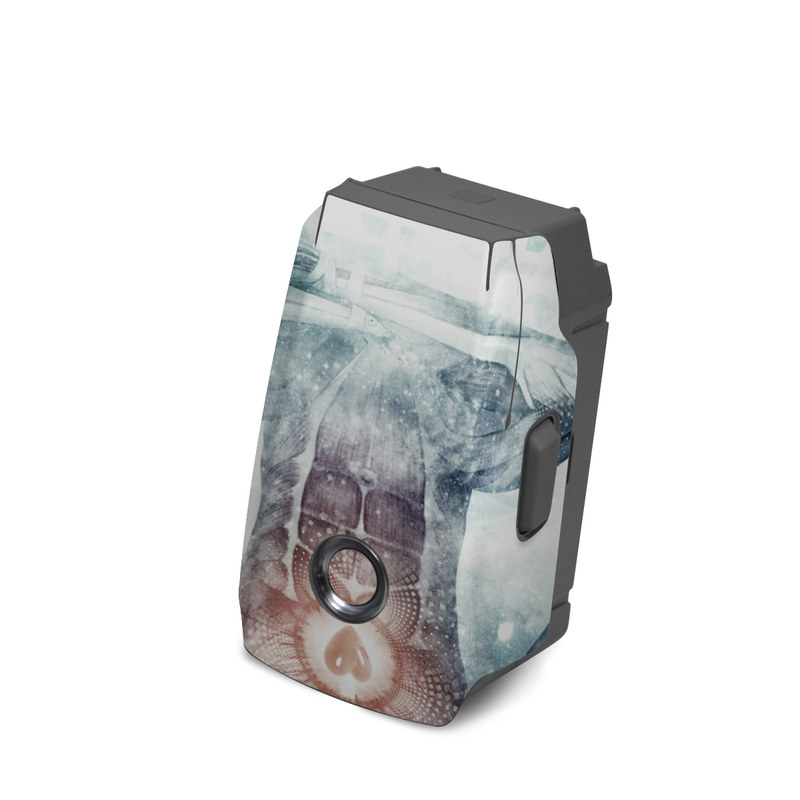 DJI Mavic 2 Battery Skin design of Mythology, Cg artwork, Water, Illustration, Fictional character, Space, Graphics, Art, Graphic design, with blue, red, orange, black, white colors