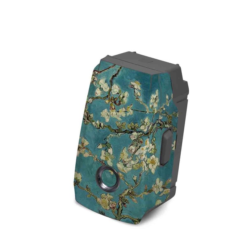 DJI Mavic 2 Battery Skin design of Tree, Branch, Plant, Flower, Blossom, Spring, Woody plant, Perennial plant, with blue, black, gray, green colors
