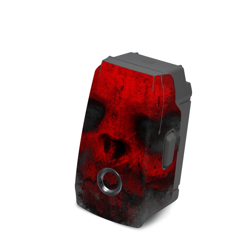 DJI Mavic 2 Battery Skin design of Red, Graphic design, Skull, Illustration, Bone, Graphics, Art, Fictional character, with red, gray, black, white colors