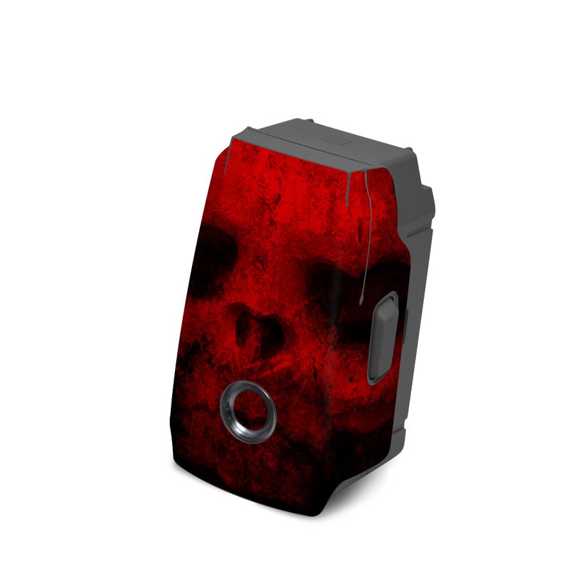 DJI Mavic 2 Battery Skin design of Red, Skull, Bone, Darkness, Mouth, Graphics, Pattern, Fiction, Art, Fractal art, with black, red colors